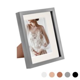 "Nicola Spring 3D Box Photo Frame - 8 x 10"" with 5 x 7"" Mount - Black Mount in Grey" - thumbnail 1