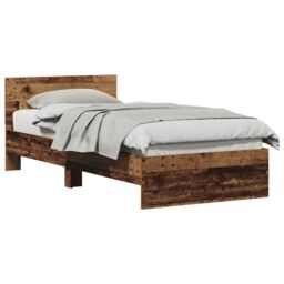 Berkfield Home Bed Frame without Mattress with Headboard Old Wood 90x190 cm in Brown - thumbnail 3