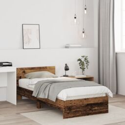 Berkfield Home Bed Frame without Mattress with Headboard Old Wood 90x190 cm in Brown - thumbnail 5