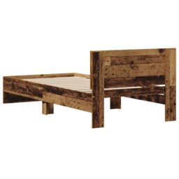 Berkfield Home Bed Frame without Mattress with Headboard Old Wood 90x190 cm in Brown - thumbnail 8