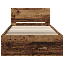 Berkfield Home Bed Frame without Mattress with Headboard Old Wood 90x190 cm in Brown - thumbnail 6