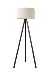 ValueLights Barbro Black Wood Tripod Floor Light Lamp with Reni Boucle Shade in Cream - thumbnail 6