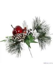 Premier Frosted Pine Cone & Apple Pick Christmas Dration in Red - thumbnail 2