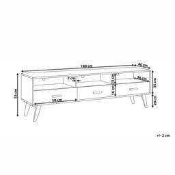 Wyld and Coco White TV Stand 180 x 40 x 55 cm - MDF with Oak Accents - thumbnail 3