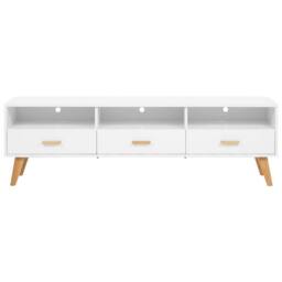 Wyld and Coco White TV Stand 180 x 40 x 55 cm - MDF with Oak Accents - thumbnail 4