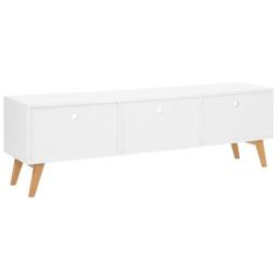 Wyld and Coco White TV Stand 180 x 40 x 55 cm - MDF with Oak Accents - thumbnail 5
