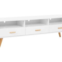Wyld and Coco White TV Stand 180 x 40 x 55 cm - MDF with Oak Accents - thumbnail 2