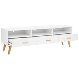 Wyld and Coco White TV Stand 180 x 40 x 55 cm - MDF with Oak Accents - thumbnail 6
