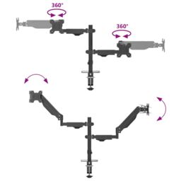 Berkfield Home Dual Monitor Arm for Max 27 Inch Screen Gas Spring 20 kg in Black - thumbnail 9