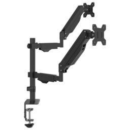 Berkfield Home Dual Monitor Arm for Max 27 Inch Screen Gas Spring 20 kg in Black - thumbnail 6