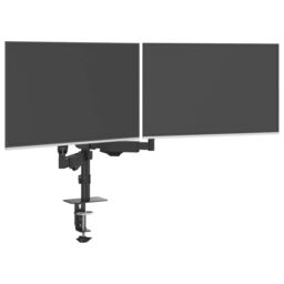 Berkfield Home Dual Monitor Arm for Max 27 Inch Screen Gas Spring 20 kg in Black - thumbnail 4
