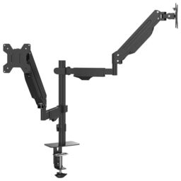 Berkfield Home Dual Monitor Arm for Max 27 Inch Screen Gas Spring 20 kg in Black - thumbnail 2