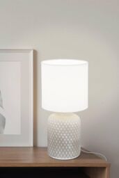 Eglo Bellariva Ceramic & Fabric Table Lamp in Light Grey - thumbnail 2