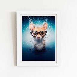 "Warren Reed - Designer Splashart Doormouse With Glasses Framed Art Print in White - Size: W8"" x H10""" - thumbnail 2