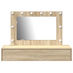 Berkfield Home Wall-Mounted Dressing Table with LED Lights in Sonoma Oak in Beige - thumbnail 5
