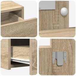 Berkfield Home Wall-Mounted Dressing Table with LED Lights in Sonoma Oak in Beige - thumbnail 8