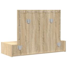Berkfield Home Wall-Mounted Dressing Table with LED Lights in Sonoma Oak in Beige - thumbnail 7