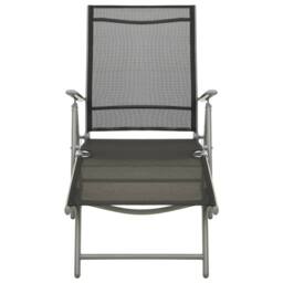 Berkfield Home Comfortable 3 Piece Garden Lounge Set Textilene & Aluminium Silver in Black - thumbnail 4