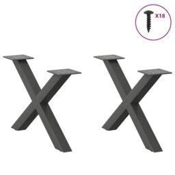 Berkfield Home Coffee Table Legs X-Shaped 2 pcs Anthracite 50x(30-31) cm Steel in Black - thumbnail 3