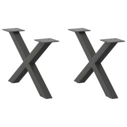 Berkfield Home Coffee Table Legs X-Shaped 2 pcs Anthracite 50x(30-31) cm Steel in Black - thumbnail 1