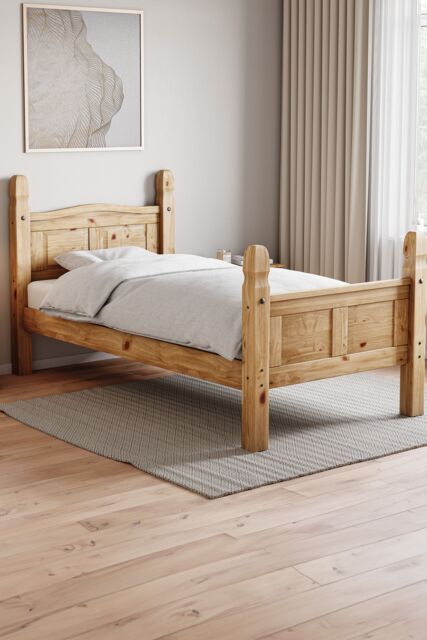 Home Discount Vida Designs Corona Single Bed High Foot End Bedroom Furniture in Brown - image 1