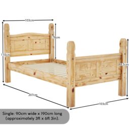 Home Discount Vida Designs Corona Single Bed High Foot End Bedroom Furniture in Brown - thumbnail 3