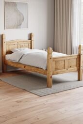 Home Discount Vida Designs Corona Single Bed High Foot End Bedroom Furniture in Brown