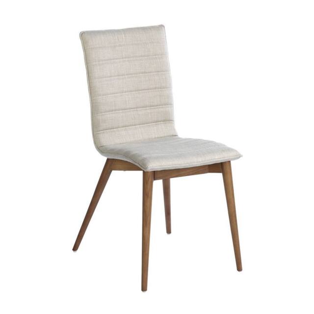 Angel Cerda Grey Fabric Dining Chair with Walnut Legs in Light Grey - image 1