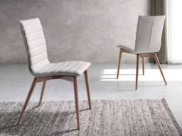Angel Cerda Grey Fabric Dining Chair with Walnut Legs in Light Grey - thumbnail 3