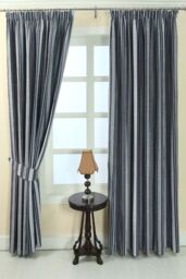 Homescapes Modern Stripe Jacquard Curtain Tie Back Pair in Blue - thumbnail 3