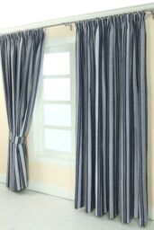 Homescapes Modern Stripe Jacquard Curtain Tie Back Pair in Blue - thumbnail 4