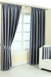 Homescapes Modern Stripe Jacquard Curtain Tie Back Pair in Blue - thumbnail 5