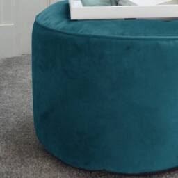 rucomfy Beanbags rucomfy Velvet Pouffe - Indoor Bean Bag Footstool in Teal - thumbnail 2