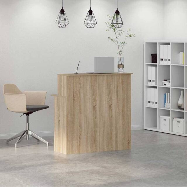 Berkfield Home Reception Desk Sonoma Oak 100x50x103.5 cm Engineered Wood in Light Oak - image 1