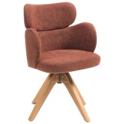Wyld and Coco Swivel Dining Chair - Orange Boucle - thumbnail 3