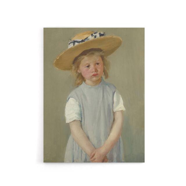 "Artery8 Child in a Straw Hat Painting Cassatt Vintage Canvas Wall Art in Grey - Size: W24"" x H32""" - image 1