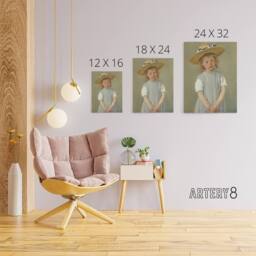 "Artery8 Child in a Straw Hat Painting Cassatt Vintage Canvas Wall Art in Grey - Size: W24"" x H32""" - thumbnail 4