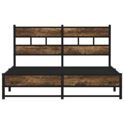 Berkfield Home Metal Bed Frame without Mattress Smoked Oak 160x200 cm in Brown - thumbnail 4