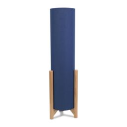 ValueLights Henry Wooden Base Midi Floor Lamp with Tall Fabric Shade in Navy - thumbnail 2