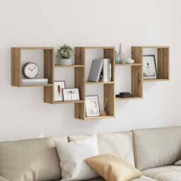 Berkfield Home Wall Shelf Artisian Oak 159x18x66 cm Engineered Wood in Brown - Size: 159 x 18 x 66 cm - thumbnail 2
