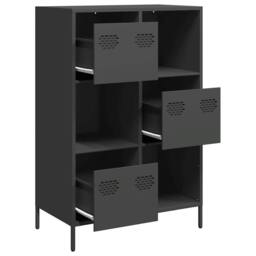 Berkfield Home Highboard Black 68x39x103.5 cm Steel - thumbnail 4
