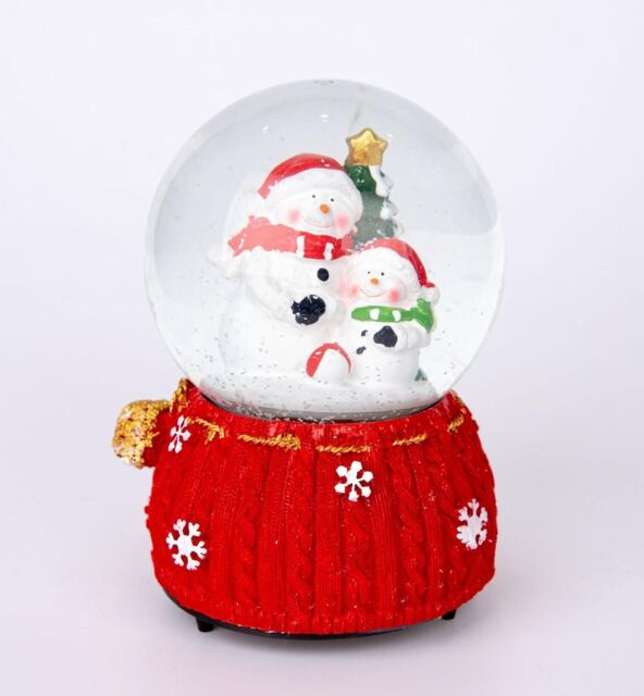 Shatchi Musical Christmas Snowglobe Large Water Ball Features Christmas Santa Tree Scene Cute Resin Base Decorations in Red - image 1