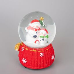 Shatchi Musical Christmas Snowglobe Large Water Ball Features Christmas Santa Tree Scene Cute Resin Base Decorations in Red - thumbnail 3
