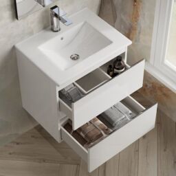 Banyetti Vatilla 600mm Wall Hung Vanity Unit with Lira Basin - Gloss White - thumbnail 4