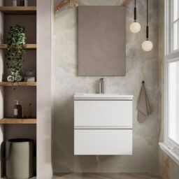 Banyetti Vatilla 600mm Wall Hung Vanity Unit with Lira Basin - Gloss White