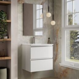 Banyetti Vatilla 600mm Wall Hung Vanity Unit with Lira Basin - Gloss White - thumbnail 2