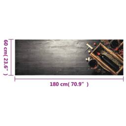 Berkfield Home Kitchen Rug Washable Wine Bottle 60x180 cm Velvet in Grey - thumbnail 5