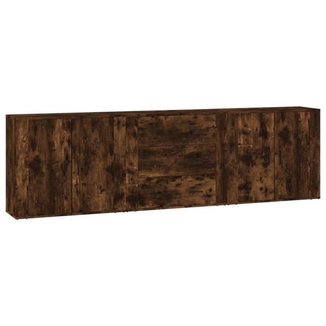 Berkfield Home Sideboards 3 pcs Smoked Oak Engineered Wood in Brown - image 1