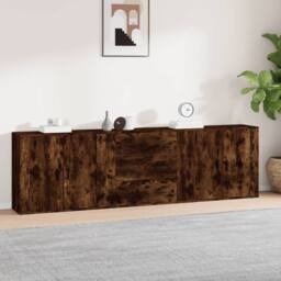 Berkfield Home Sideboards 3 pcs Smoked Oak Engineered Wood in Brown - thumbnail 2