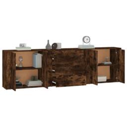 Berkfield Home Sideboards 3 pcs Smoked Oak Engineered Wood in Brown - thumbnail 4
